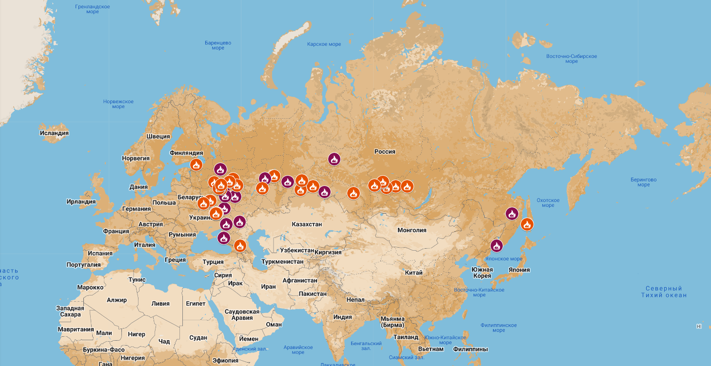Wo die Russen brennen: Eine Karte der Brände in russischen Militäreinrichtungen wurde erstellt