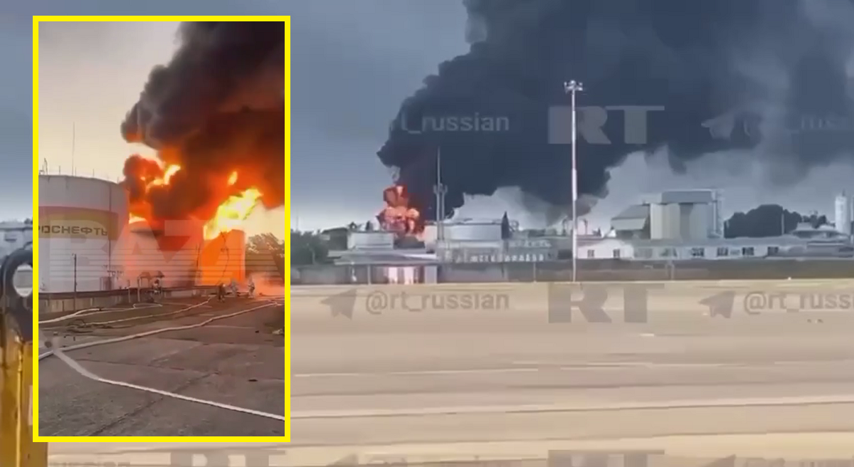An unknown attack drone hit an oil depot in russia - a tank with 1,200 tonnes of diesel fuel was destroyed