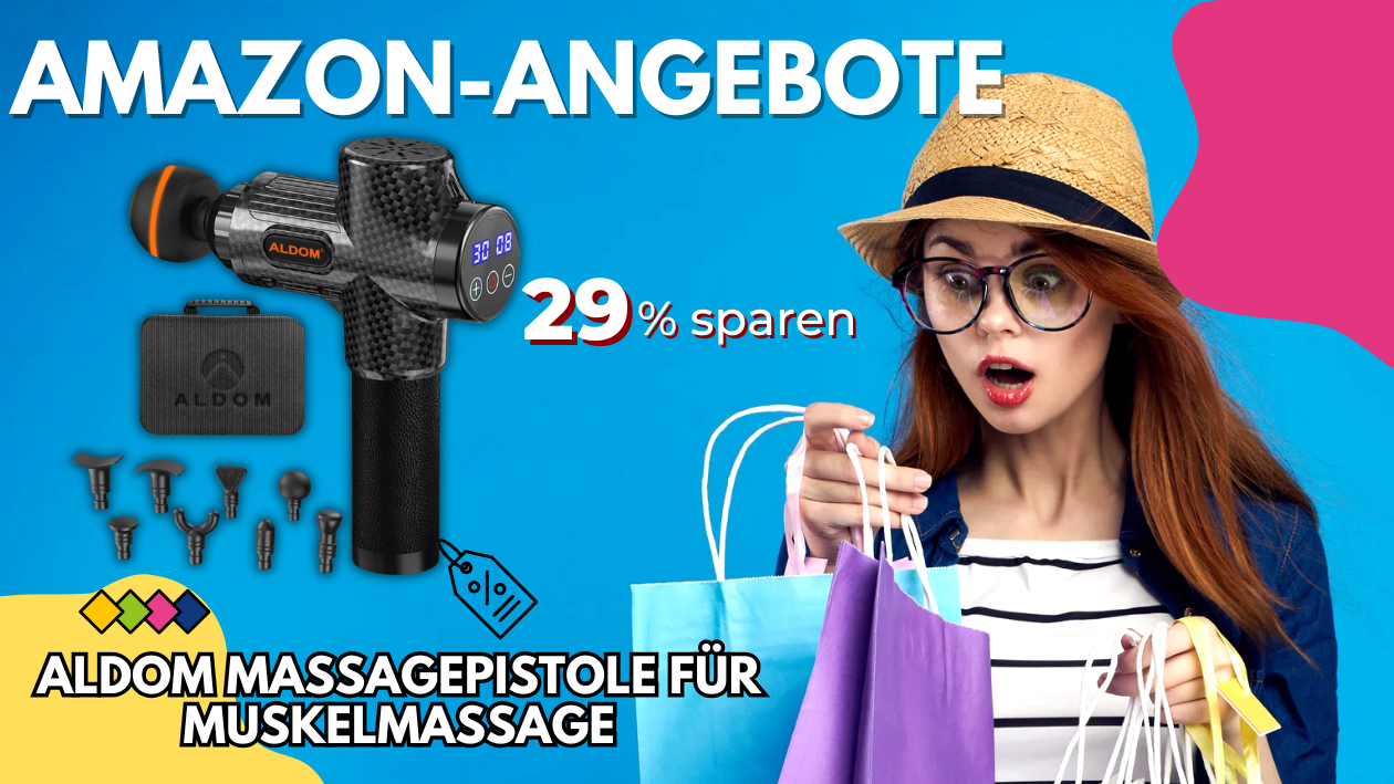 ALDOM Massagepistole mit 6 Aufsätzen – Jetzt 16€ günstiger!