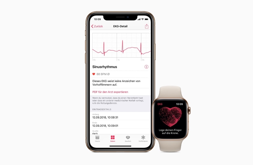 W Europie z aktualizacją watchOS 5.2  do Apple  Watch 4 dodano wsparcie dla EKG