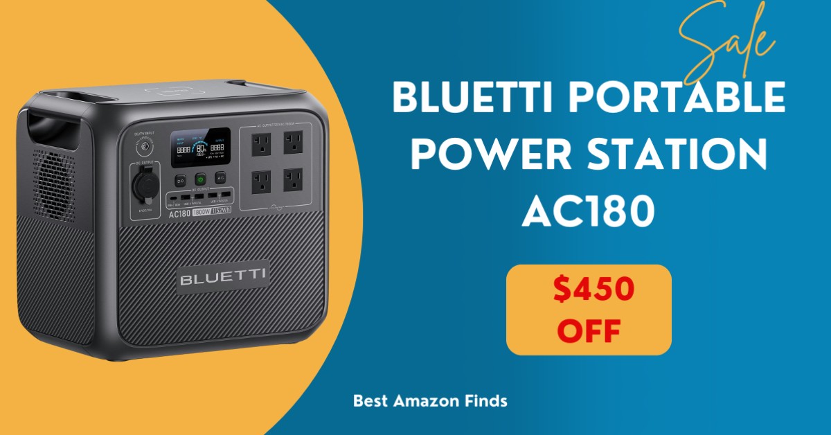 BLUETTI Portable Power Station AC180 - Big Deal $450 OFF!