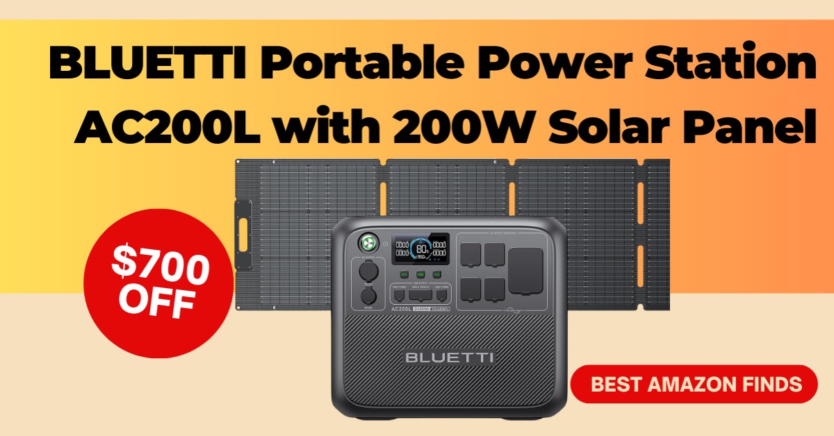 BLUETTI Portable Power Station AC200L with 200W Solar Panel - Now $700 Off!