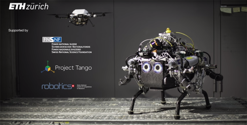 Четырехногий робот использует дрона для преодоления препятствий