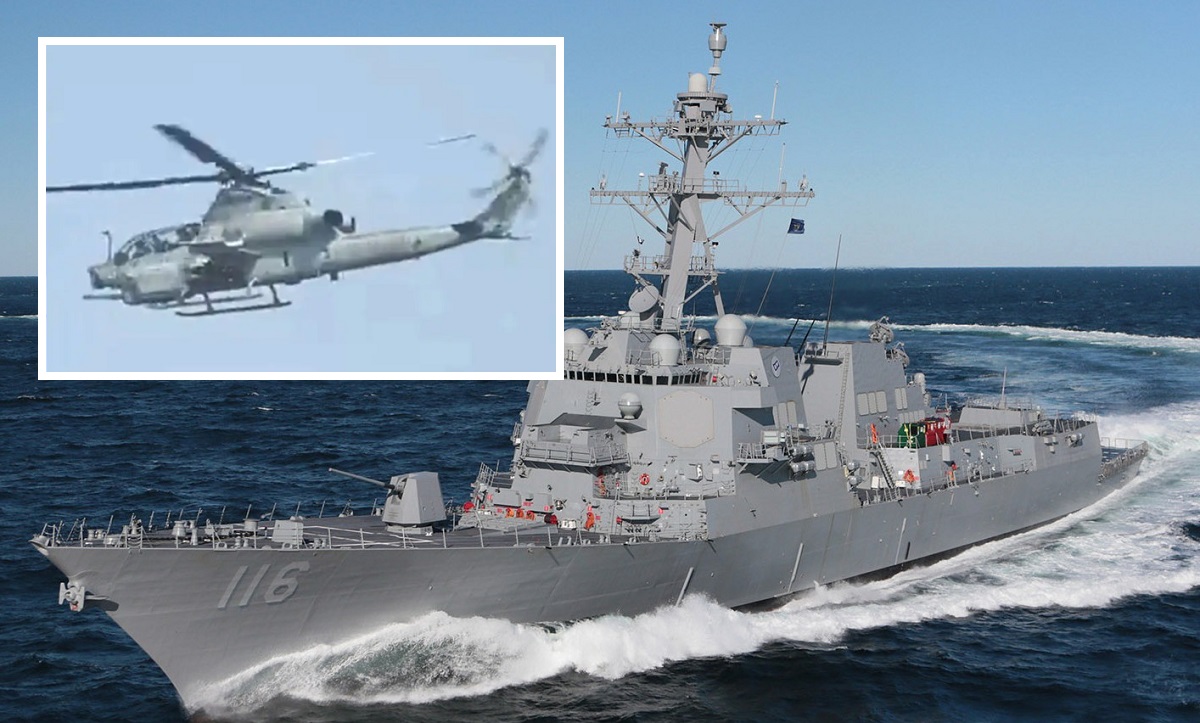 Iran threatened to shoot down US AH-1Z, UH-1Y and MH-60 helicopters protecting the USS Thomas Hudner and other warships and forced them to land - US denies it