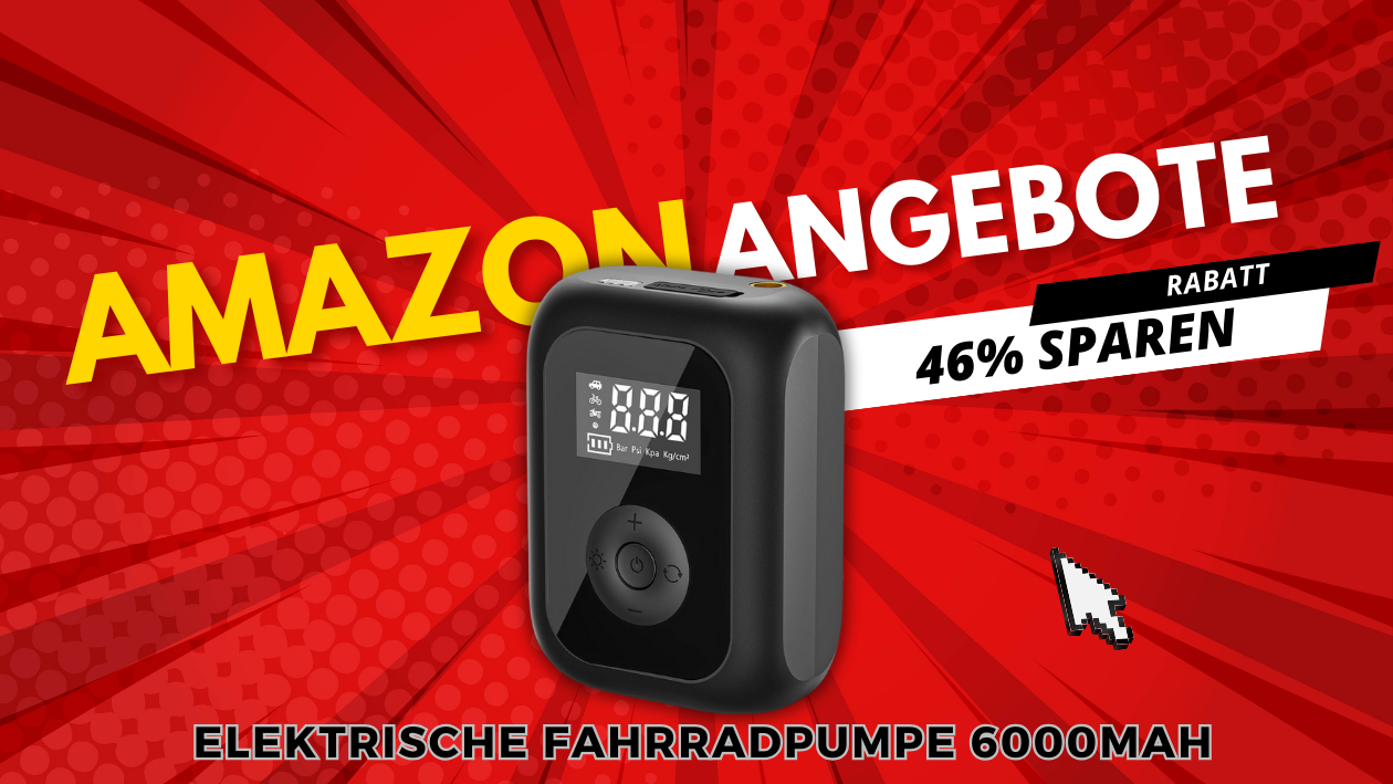 Onherm Elektrische Fahrradpumpe mit 6000mAh Akku – 17€ Rabatt!