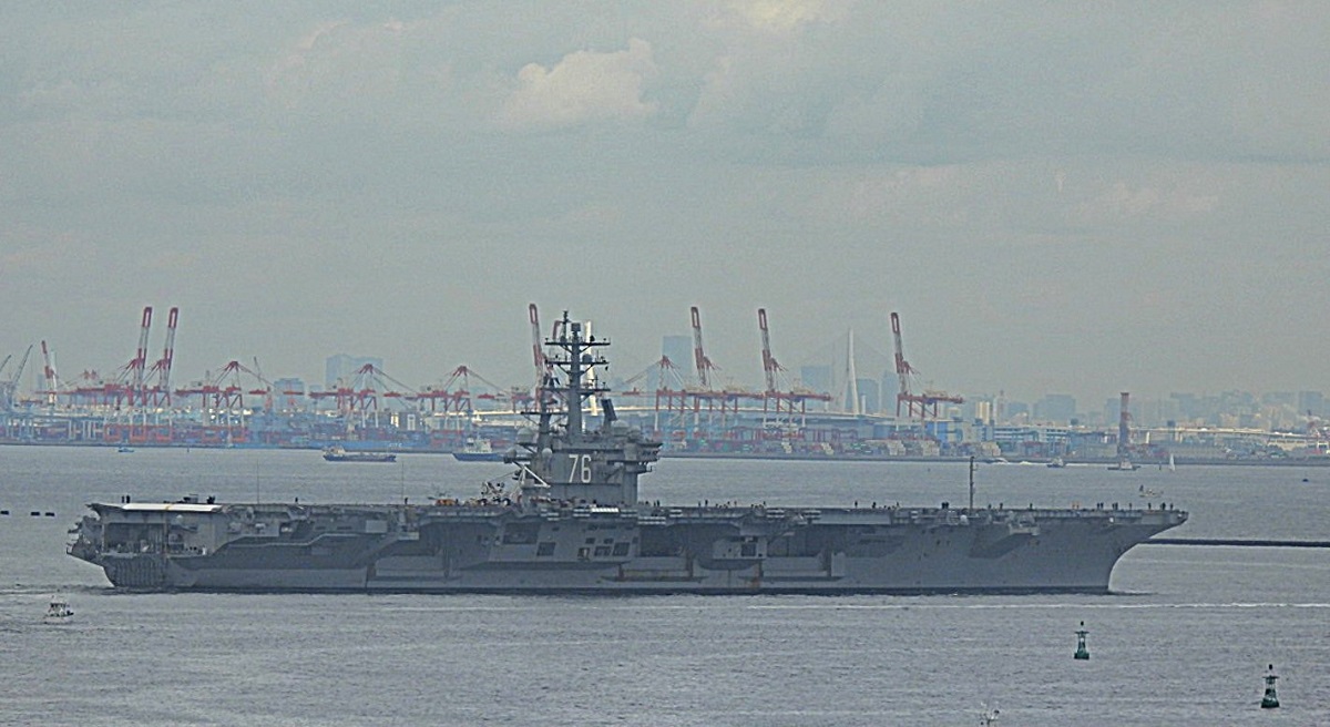 The aircraft carrier USS Ronald Raegan was able to leave Japan on the seventh attempt along with the missile cruiser USS Antietam