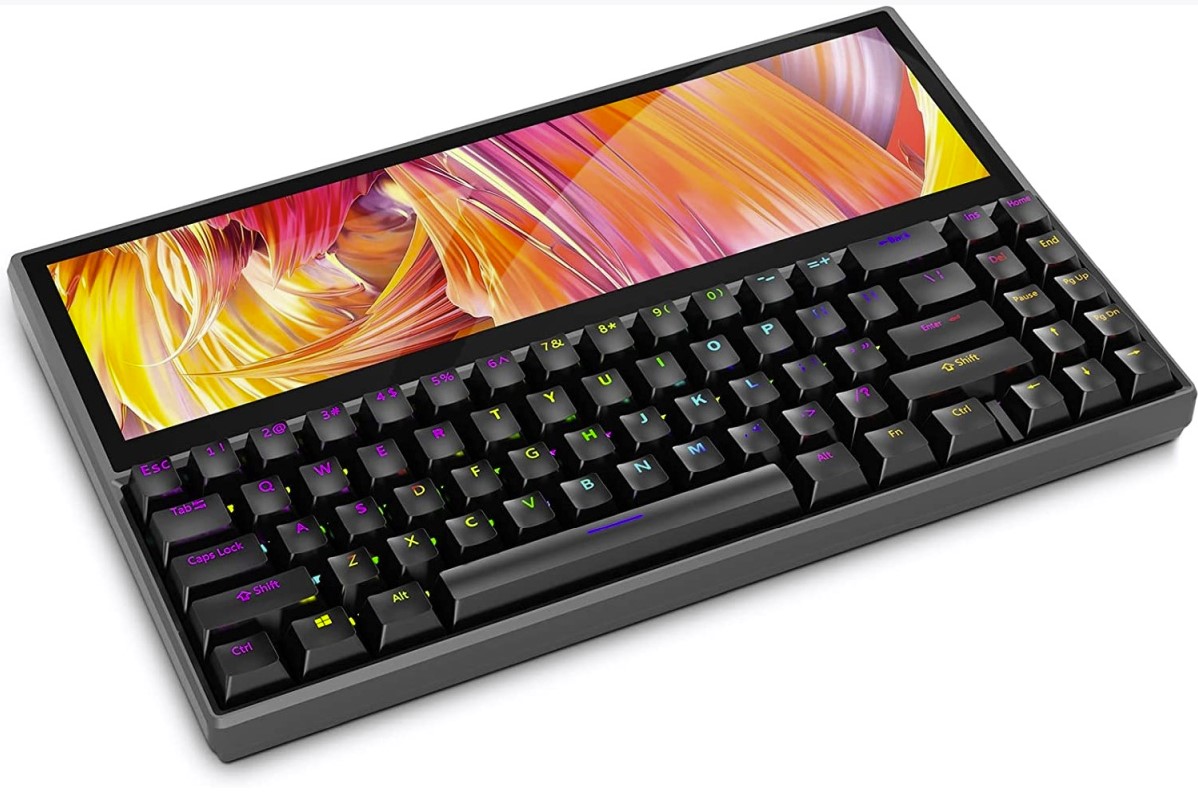 Ficihip mechanical keyboard has an integrated 12.6 inch touchscreen display