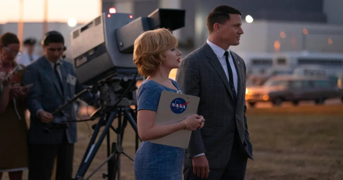 Scarlett Johansson and Channing Tatum simulate the moon landing in the trailer for Fly Me To The Moon