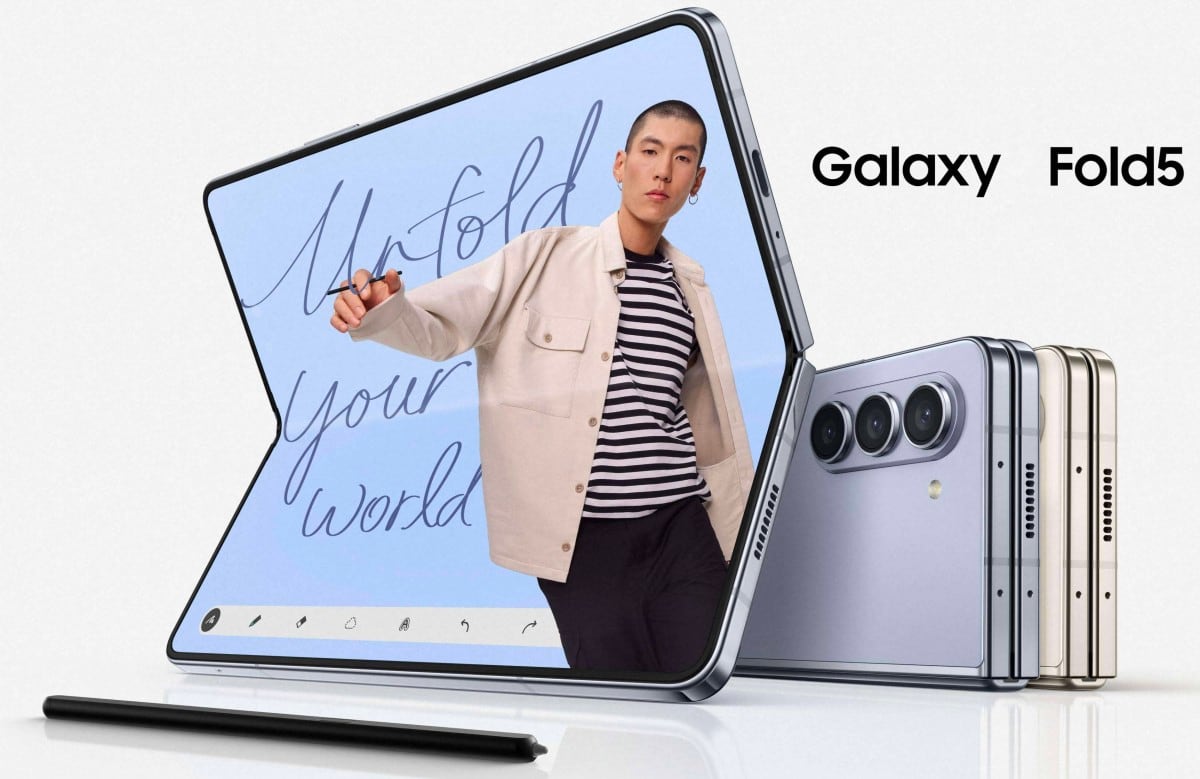 Samsung Galaxy Fold 5 - Snapdragon 8 Gen 2, una nueva y mejorada bisagra y una cámara selfie bajo la pantalla con un precio desde 1800€.