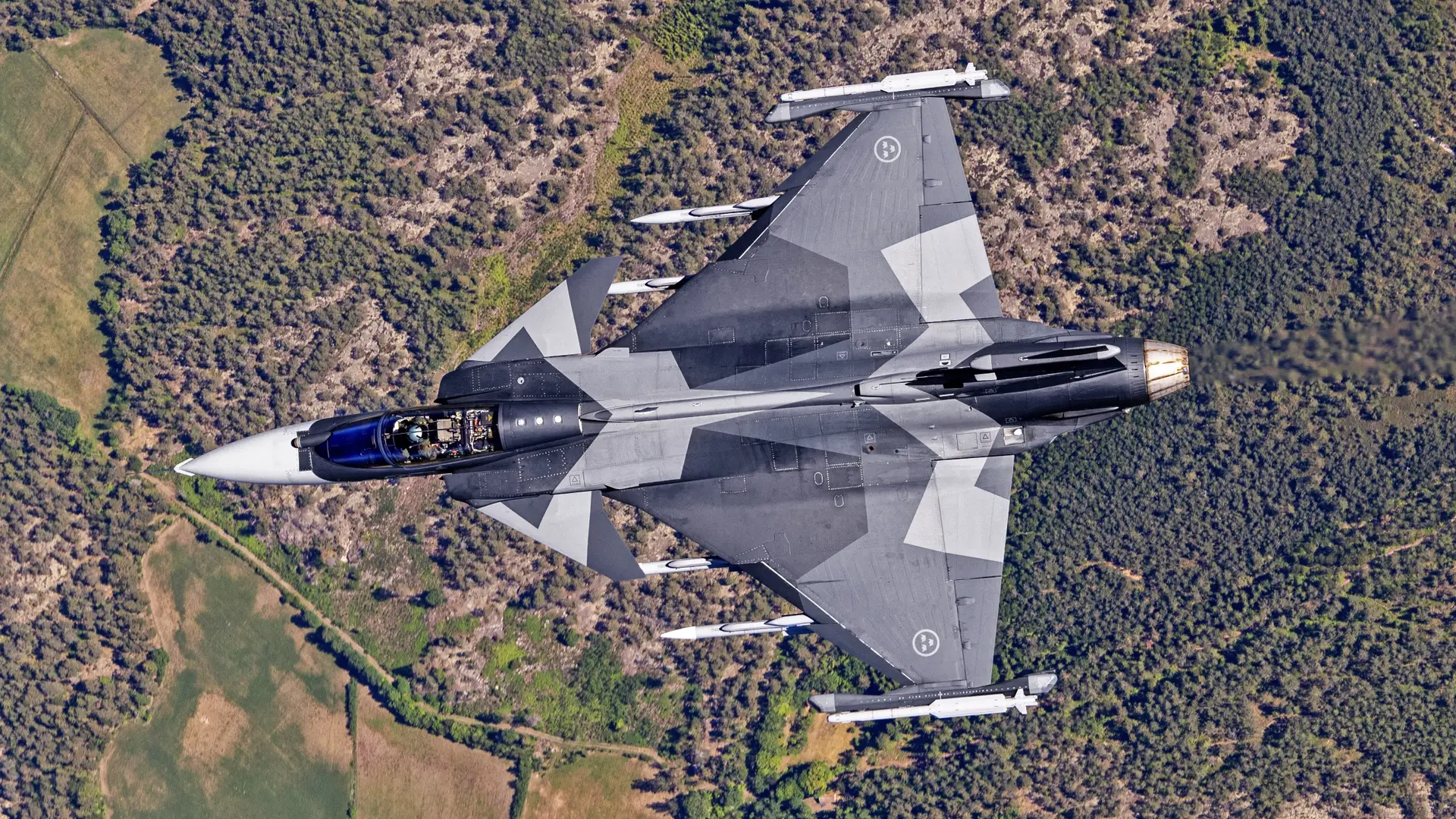 The modernised JAS 39 Gripen E fighter has a larger wing for increased manoeuvrability and can carry more missiles