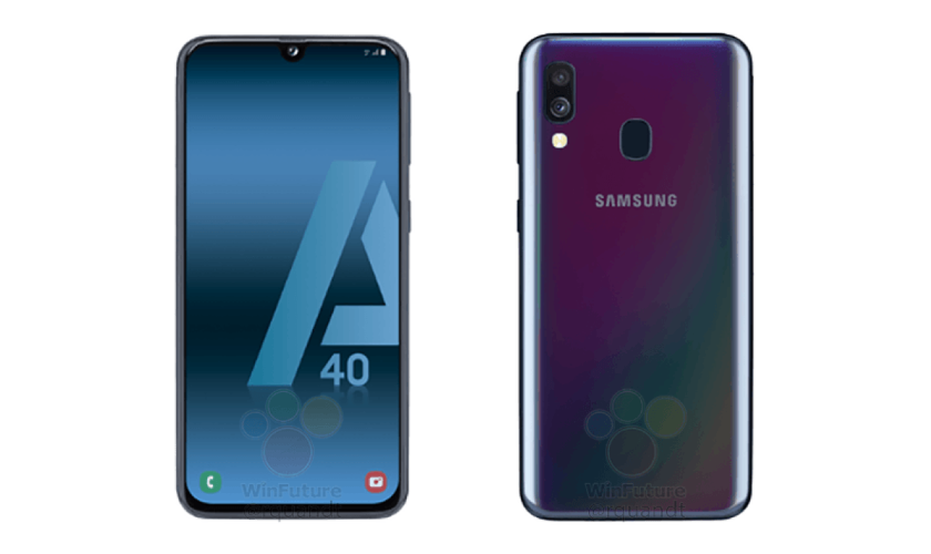Samsung Galaxy A40 на пресс-рендерах: градиентные расцветки, двойная камера и дисплей Infinity-U