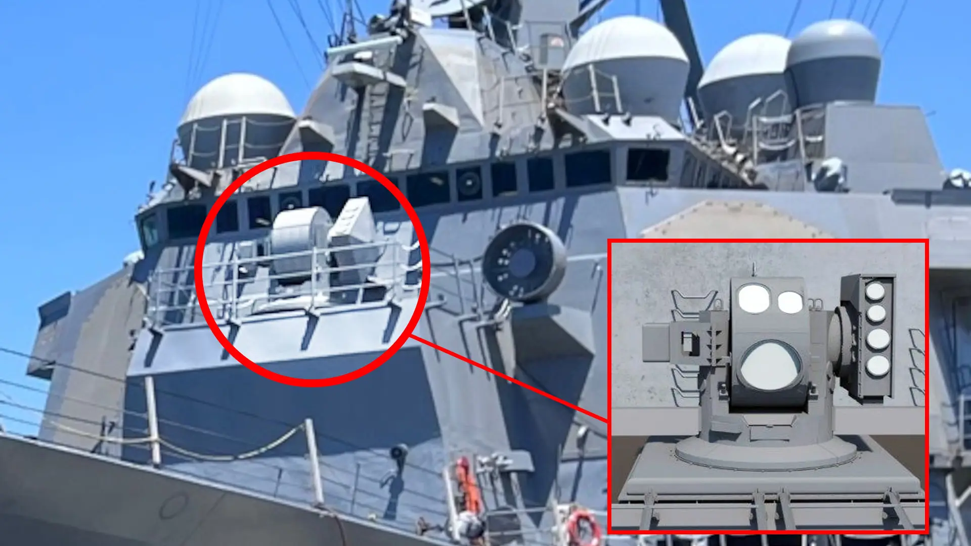 La marine américaine montre le destroyer USS Preble avec l'arme laser HELIOS - L'étoile de la mort remplace le canon Vulcain.