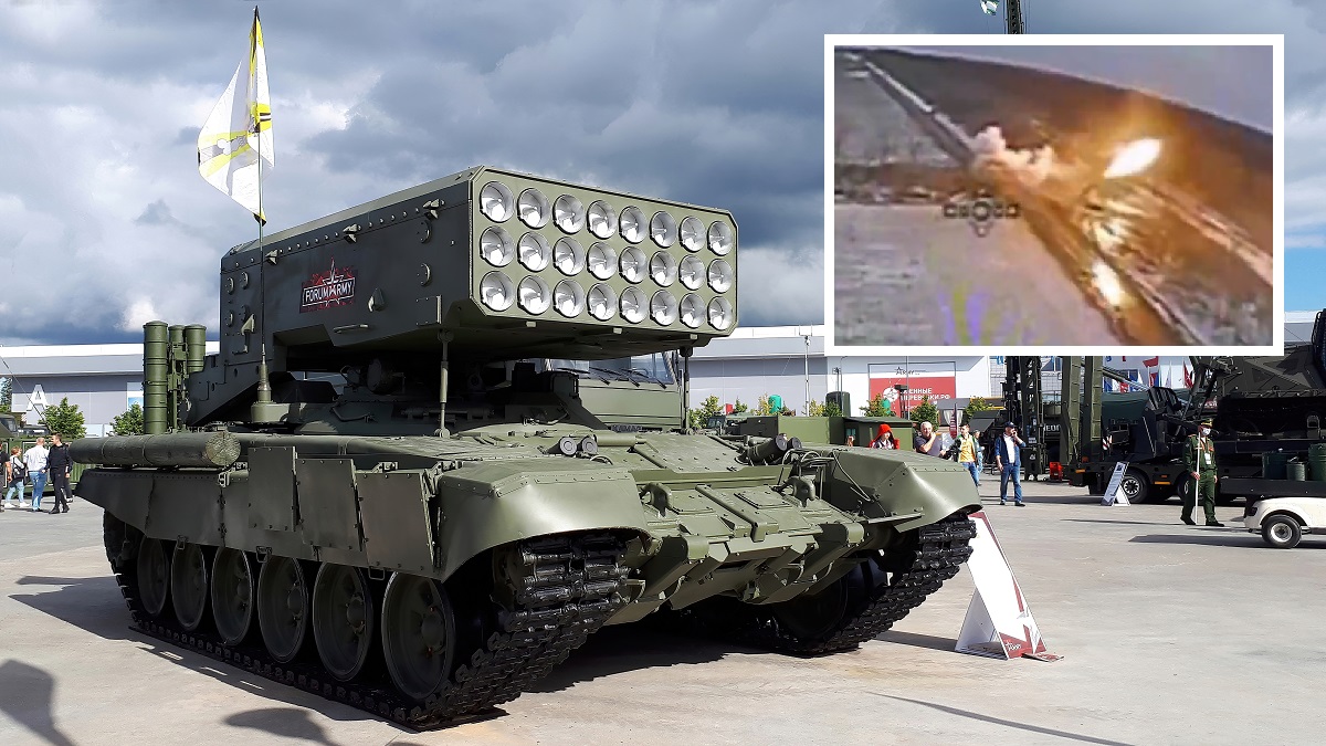 Дешевий український FPV-дрон вразив російську важку вогнеметну систему ТОС-1А "Солнцепёк" просто під час бойової роботи