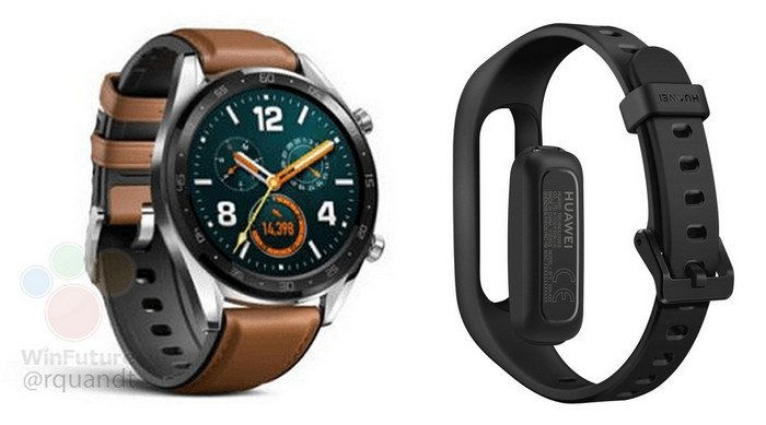Первые изображения «умных» часов Huawei Watch GT и браслета Huawei Band 3e