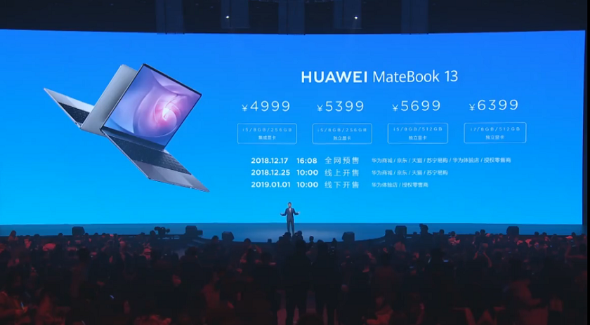 Анонс Huawei MateBook 13: ноутбук на Intel Whiskey Lake по цене от $725