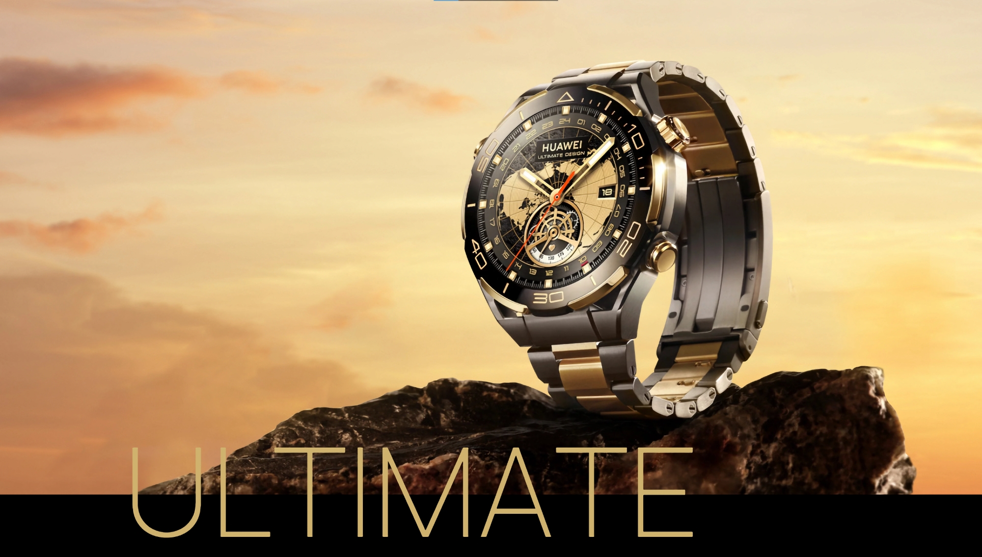 The Huawei Watch Ultimate Gold Edition with gold case elements, sapphire crystal and titanium bracelet has arrived in Europe for €2,999