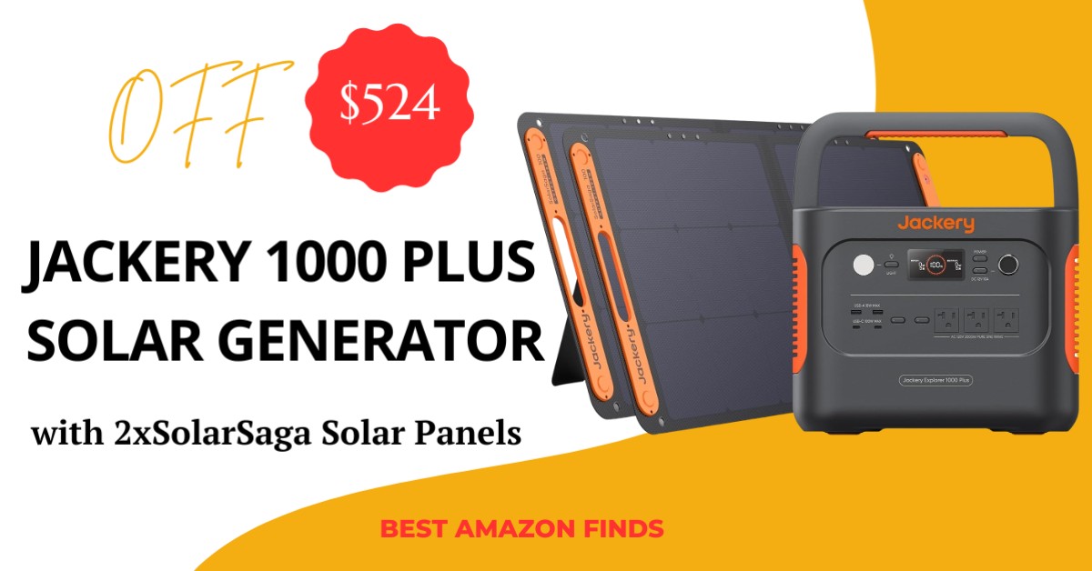 Jackery 1000 Plus Solar Generator with 2xSolarSaga Solar Panels - Limited time deal $524 Off!