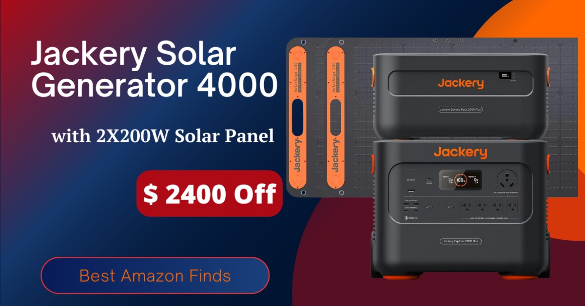 Jackery Solar Generator 4000 Kit with 2x200W Solar Panels - NOW $2400 Discount!