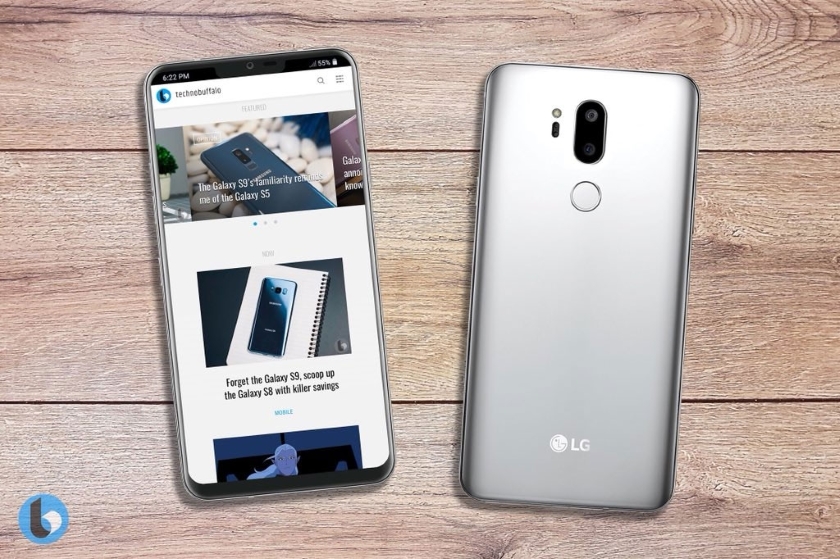 Official rendering of the LG G7 ThinQ: a large screen with a cutout, like the iPhone X