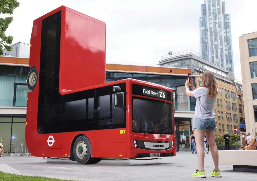 "Welcome to Fold Town": Samsung folds up a London bus to promote its new Galaxy Fold 6 and Galaxy Flip 6