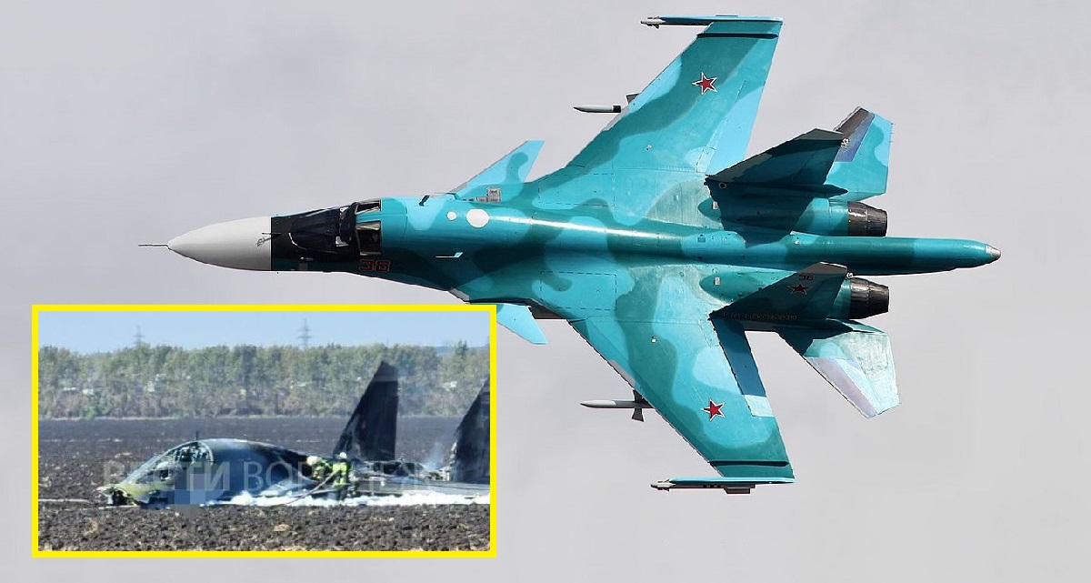 Su-34 supersonisk jagerbomber av generasjon 4++ til en verdi av opptil 50 millioner dollar styrtet i Russland