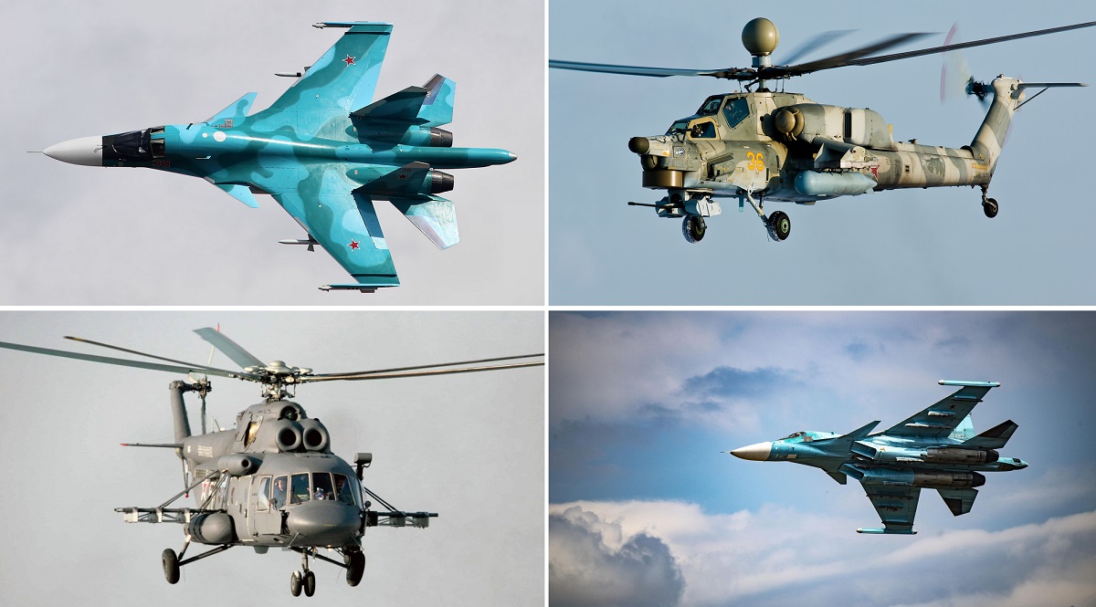 Abschuss von Mi-8, Mi-24 Hubschraubern und zwei Su-34-Jägern der Generation 4++ in Russland im Wert von bis zu 100 Millionen Dollar