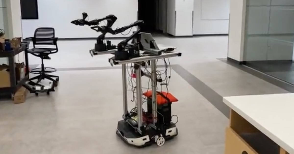 Mobile ALOHA: a 2-armed robot created by Stanford students for "only $32,000" that can be taught to do household chores