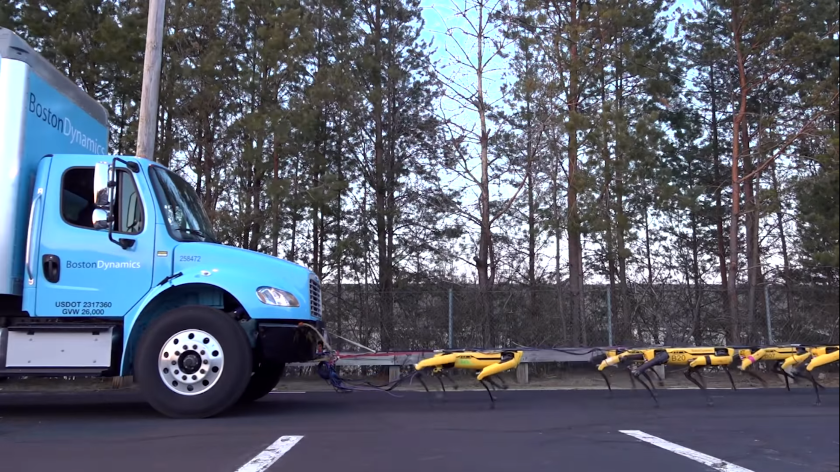 Видео: «собаки» Boston Dynamics тянут грузовик