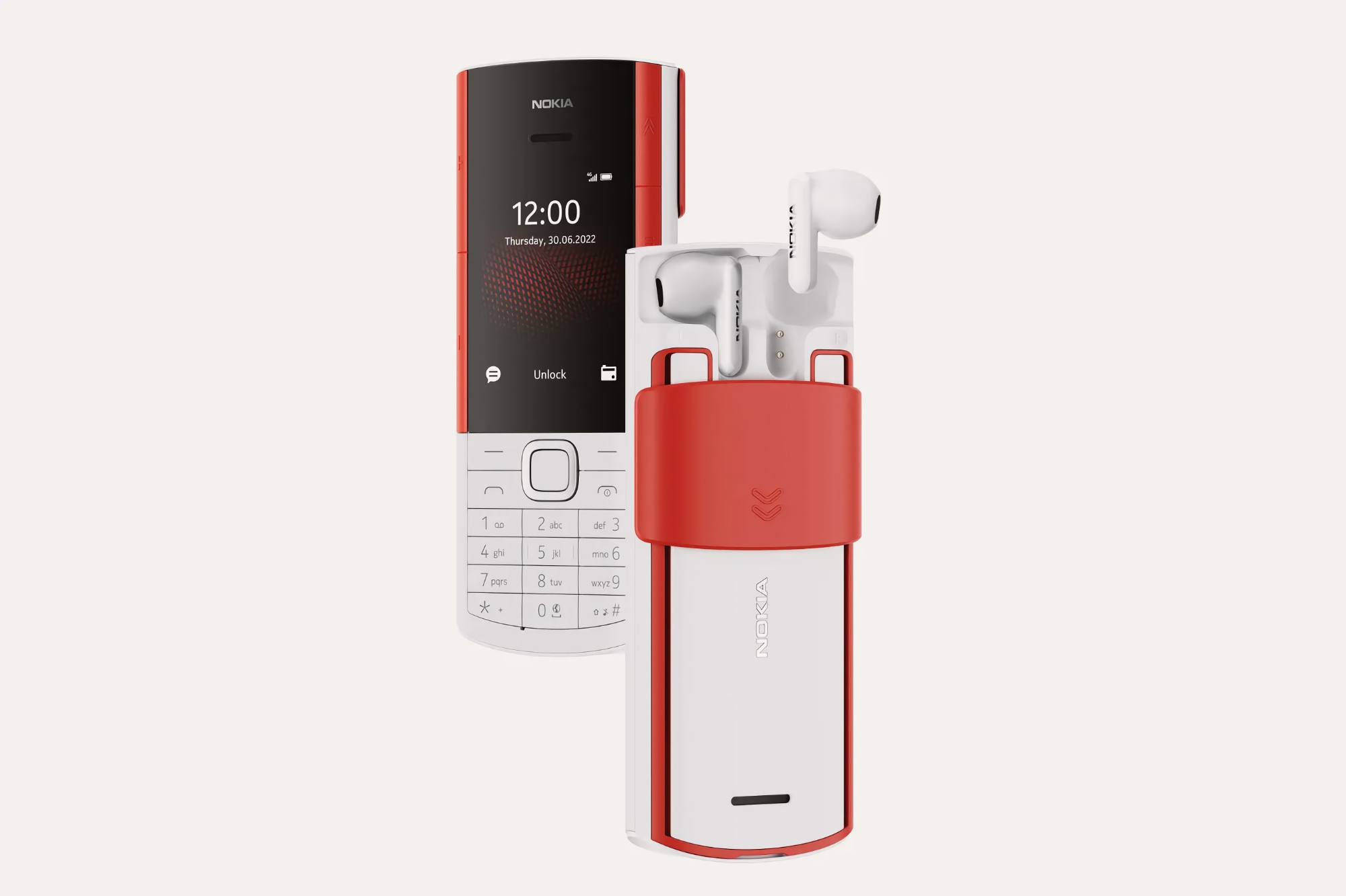 HMD Global introduced the Nokia 5710 XpressAudio: a phone with built-in TWS headphones for 69 euros