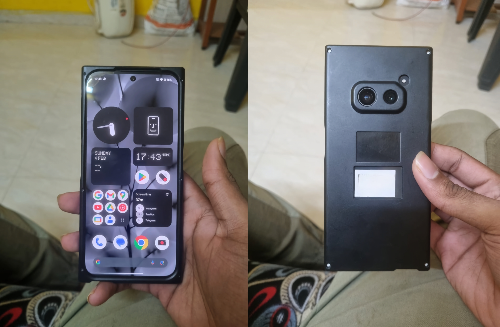 The Nothing Phone (2a) has surfaced in photos with a flat display and dual cameras