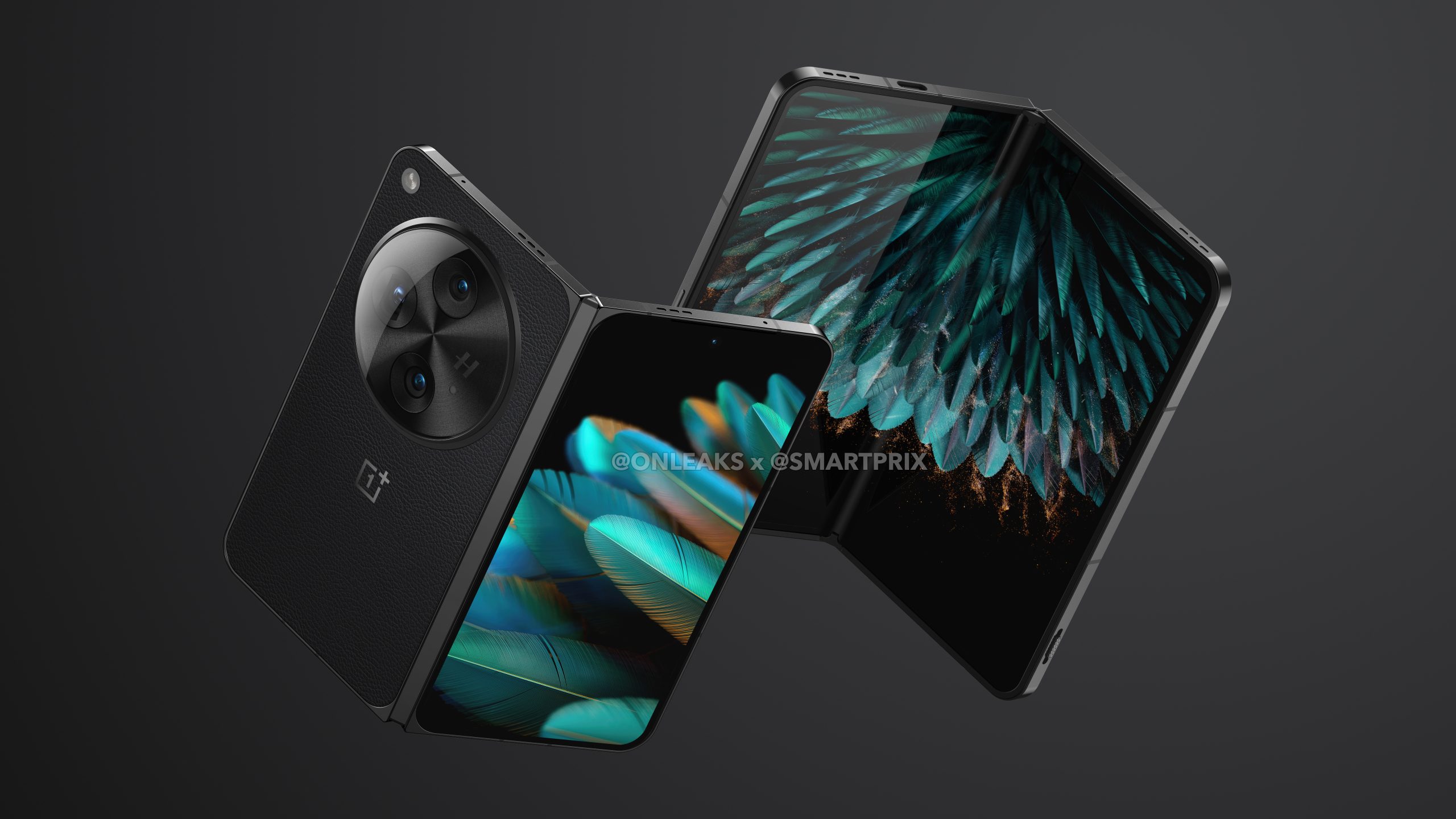 High-quality renders of the OnePlus Open with a giant Hasselblad camera, flat edges and a leather back panel have surfaced online