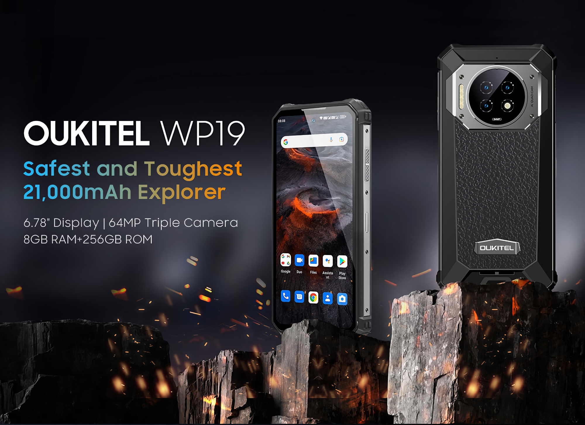 Oukitel WP19: rugged smartphone with 21,000 mAh battery and night vision camera