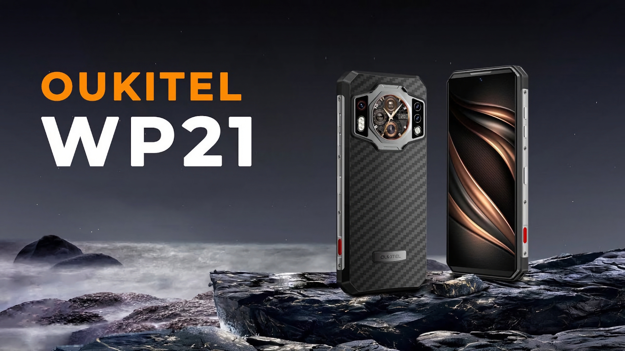 Oukitel WP21: Shockproof smartphone with two screens, 9800 mAh battery, P68/IP69K protection and night vision camera