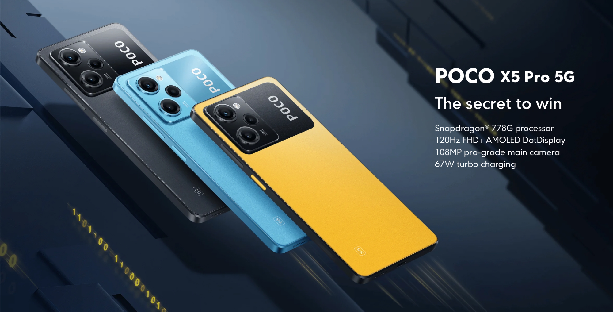 POCO X5 Pro : écran AMOLED 120 Hz, puce Snapdragon 778G, appareil photo 108 MP et batterie 5000 mAh avec capacité de charge de 67W