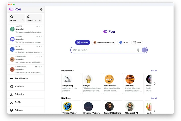 Poe heeft een desktop-app onthuld waarmee alle chatbots met kunstmatige intelligentie op één plek staan