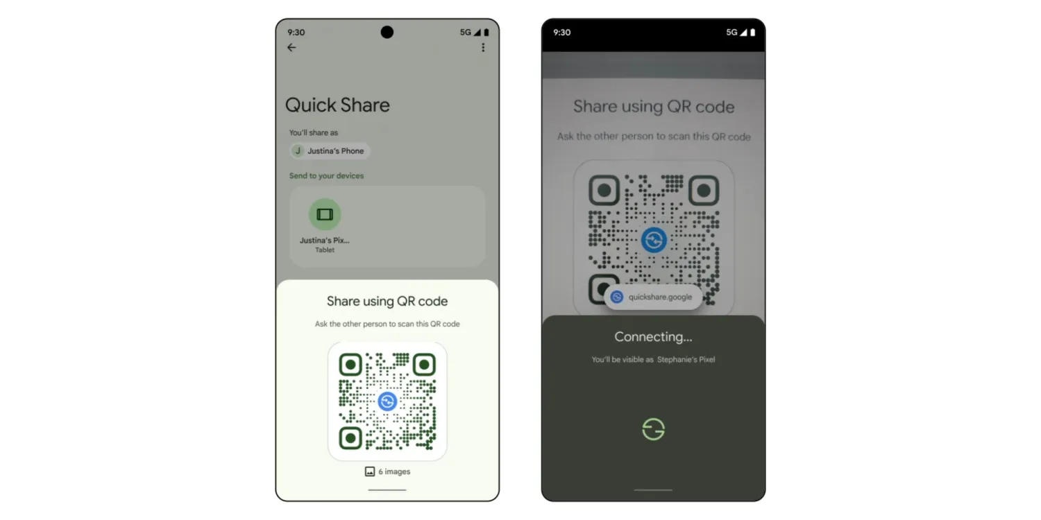 Quick Share aggiorna l'interfaccia: ora con un codice QR per una facile condivisione