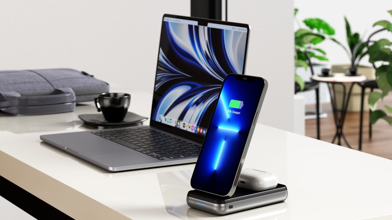 Satechi Duo Wireless Charger Power Stand: 10,000mAh battery and wireless charging dock for iPhones and AirPods