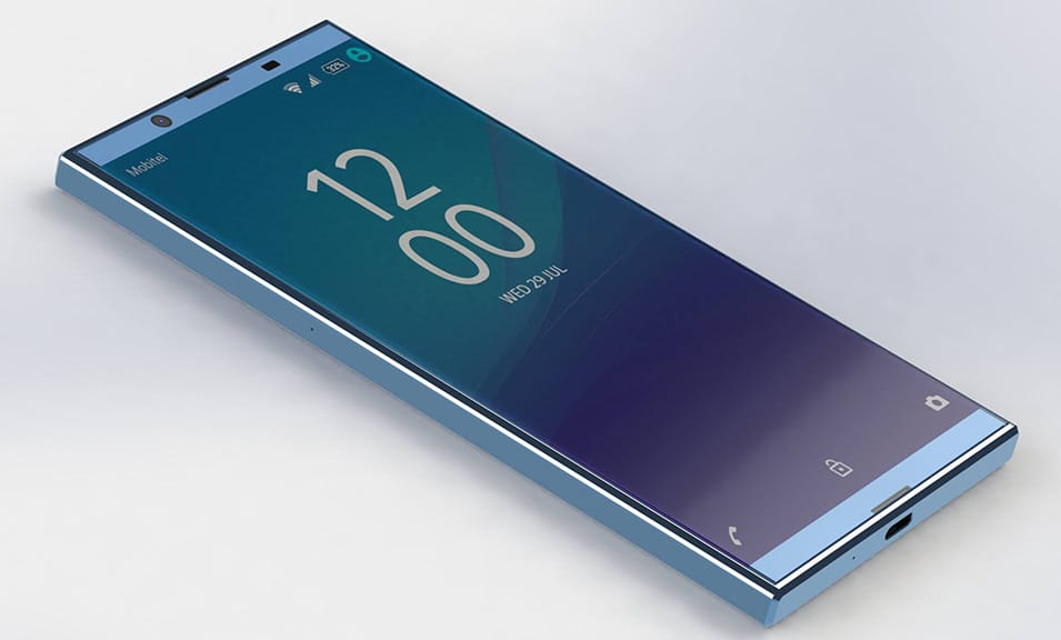 Sketch of smartphone Sony Xperia XZ Pro shows the use of full-screen design