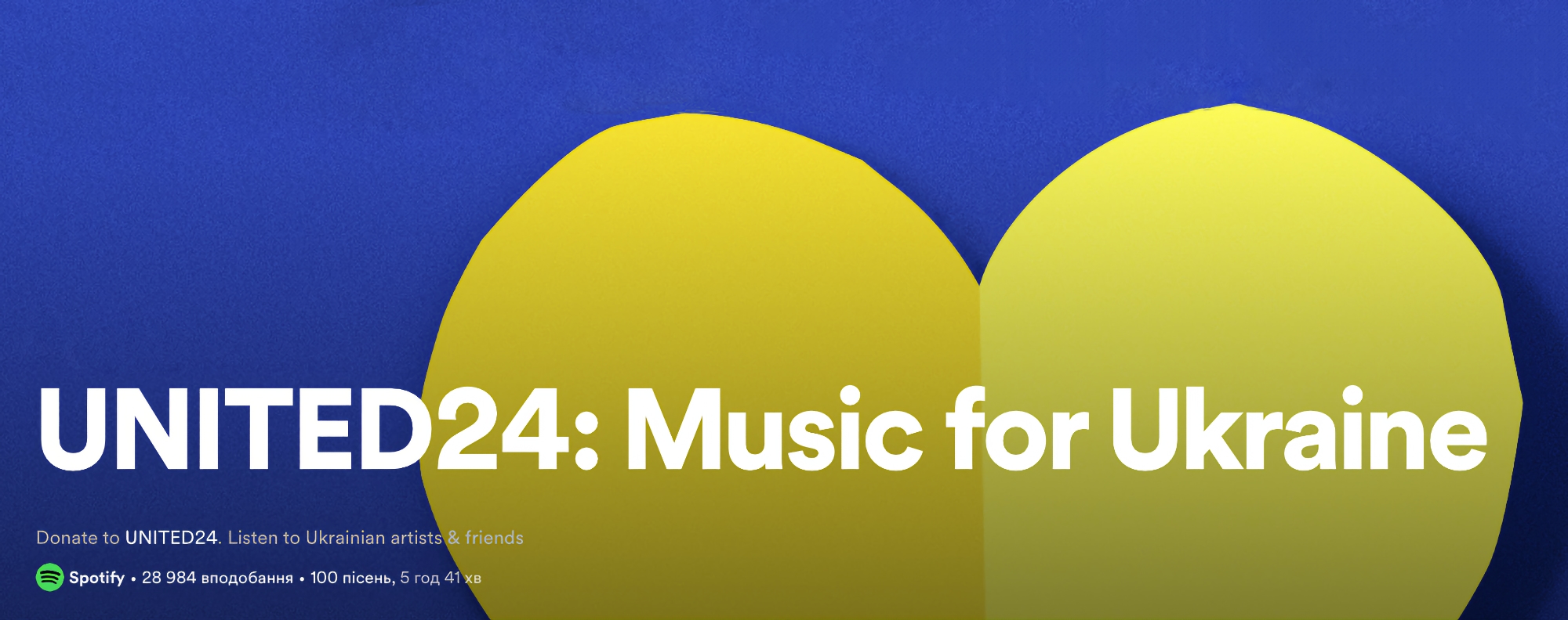 Слухай музику та допомагай українським лікарям: фонд UNITED24 та Spotify створили плейлист Music for Ukraine
