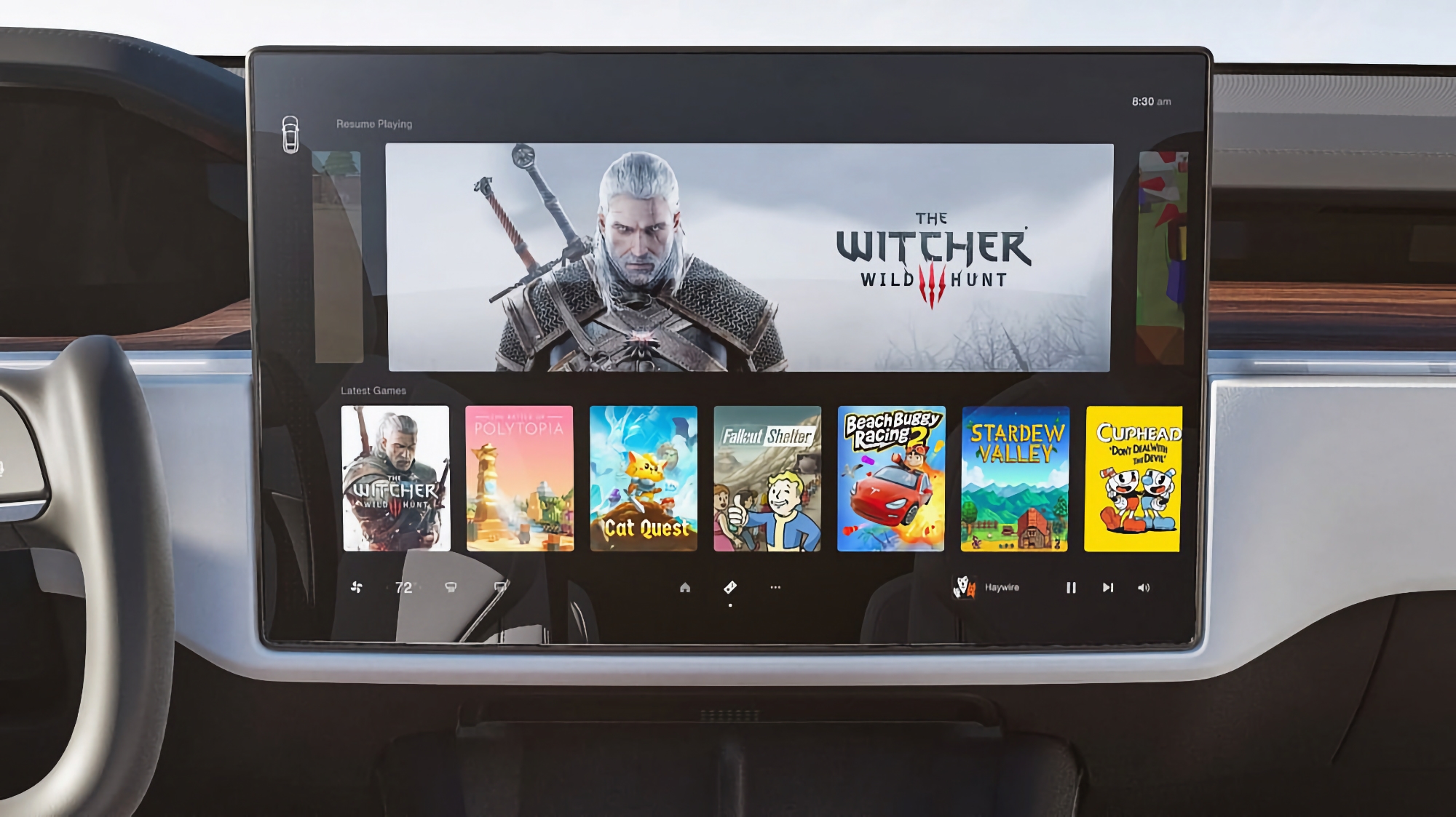 Not just Apple Music: Tesla Model S and Model X electric cars got Steam with support for Cyberpunk 2077, The Witcher 3: Wild Hunt and other games