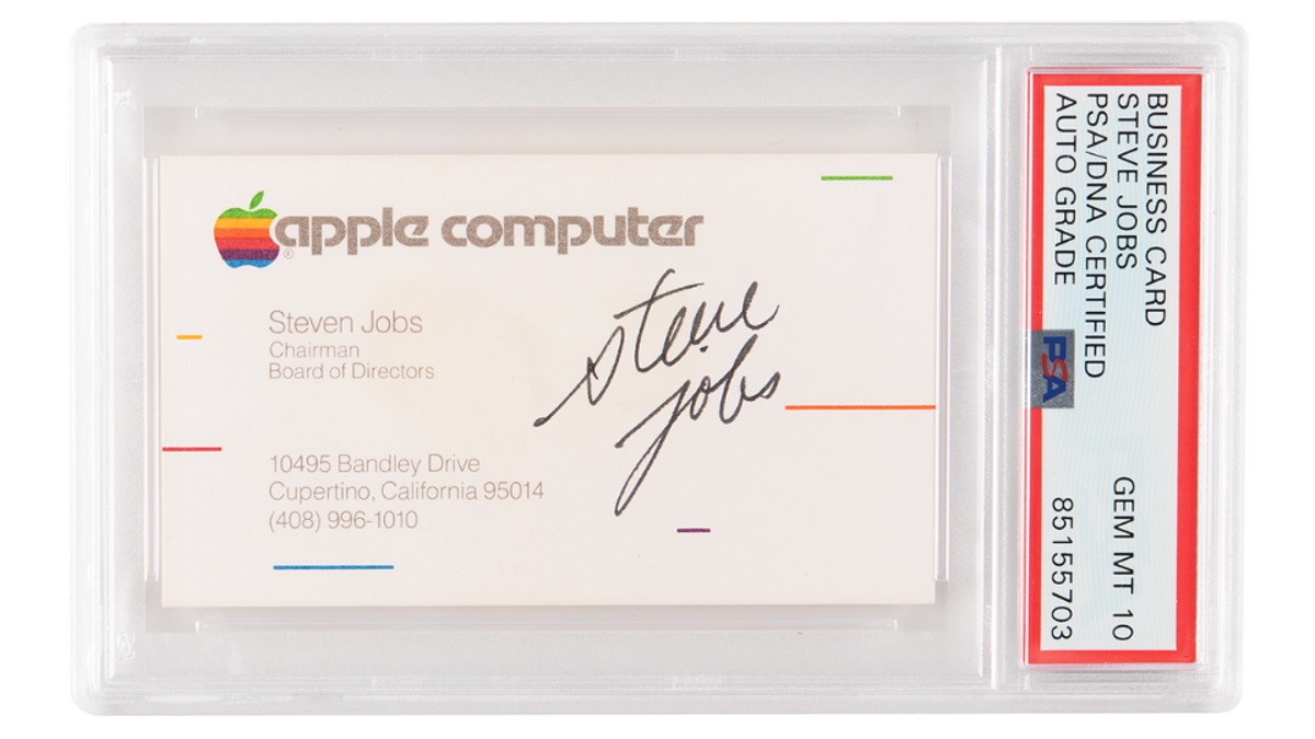 Een visitekaartje ondertekend door Steve Jobs verkocht op een veiling voor $180.000