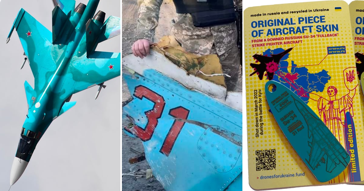 The downed Russian Su-34 went to unique souvenirs: a volunteer fund donates tokens from its skin to everyone who donates an amount of $1,000 or more