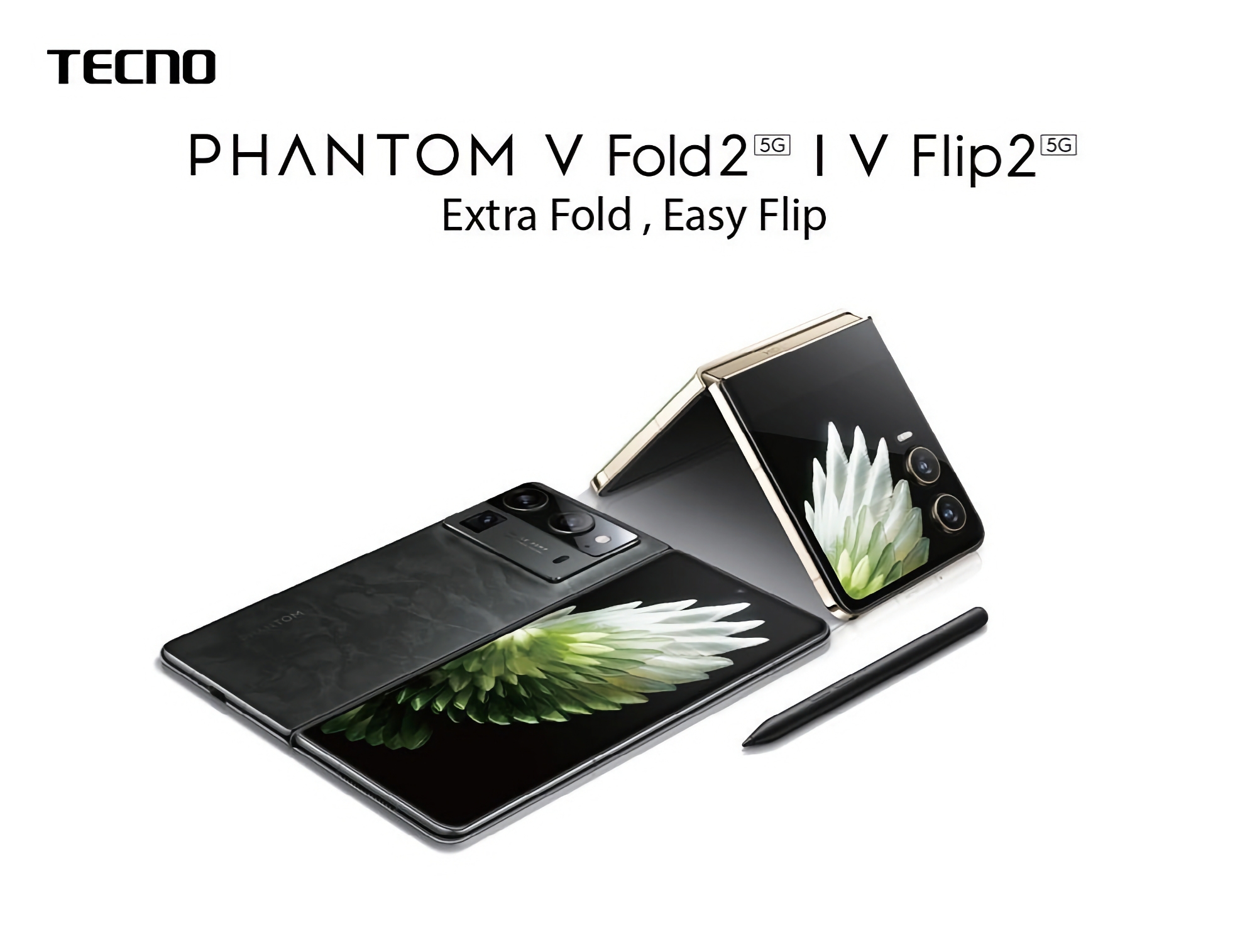 Інсайдер показав який вигляд матимуть складні смартфони TECNO Phantom V Fold 2 і TECNO V Flip 2 