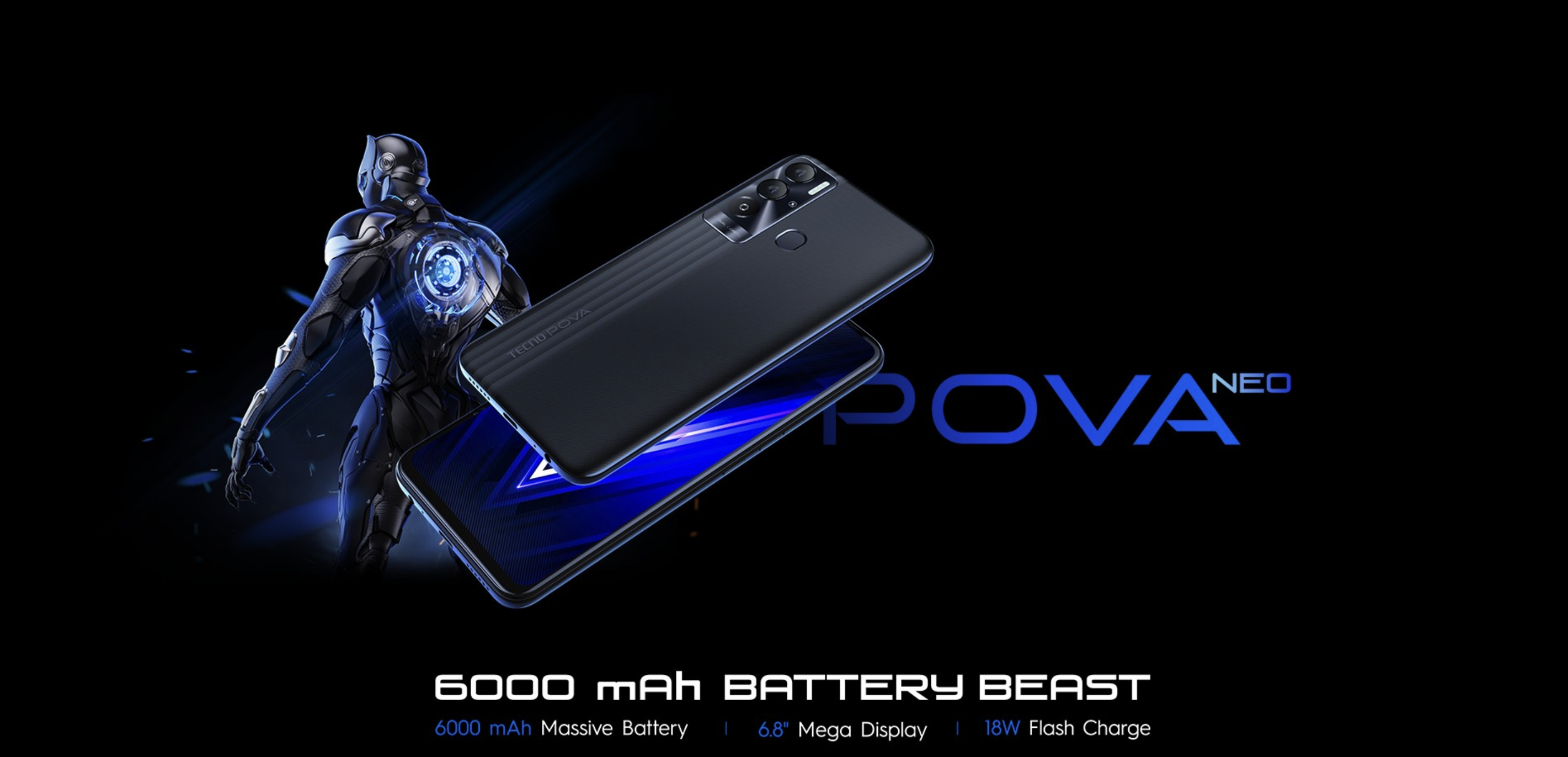 Tecno Pova Neo : smartphone économique avec batterie 6000 mAh, écran 6,8 pouces et double caméra