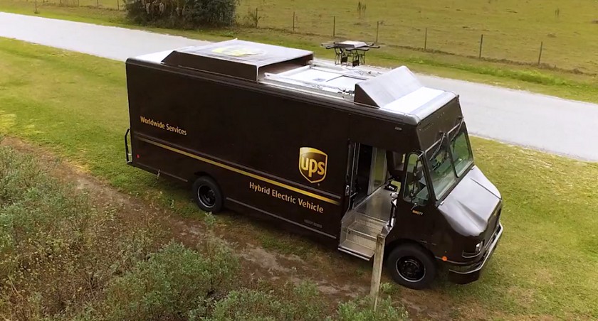 UPS тестирует грузовики с дроном-курьером на крыше