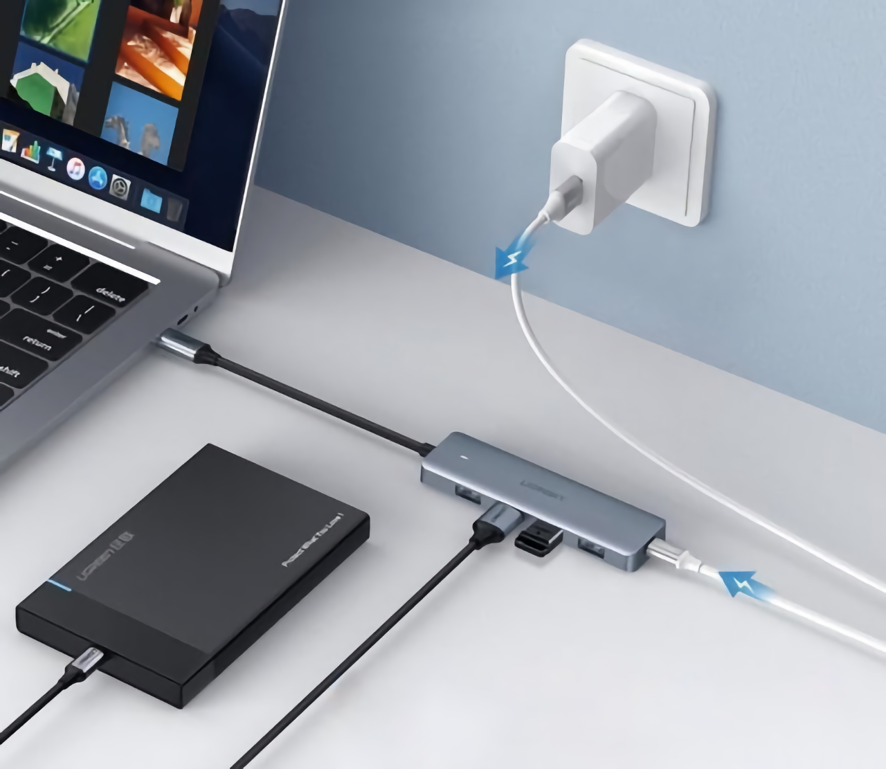 Hub Ugreen MacBook z czterema portami USB-A i jednym USB-C w sprzedaży na Amazon za 44% taniej