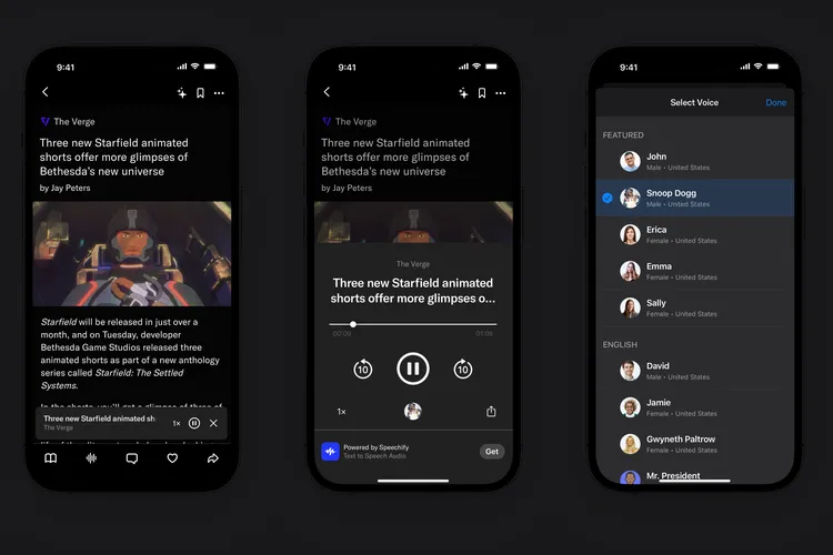 The Artifact app has an AI-powered text-to-speech feature that will read the news in Snoop Dogg's voice