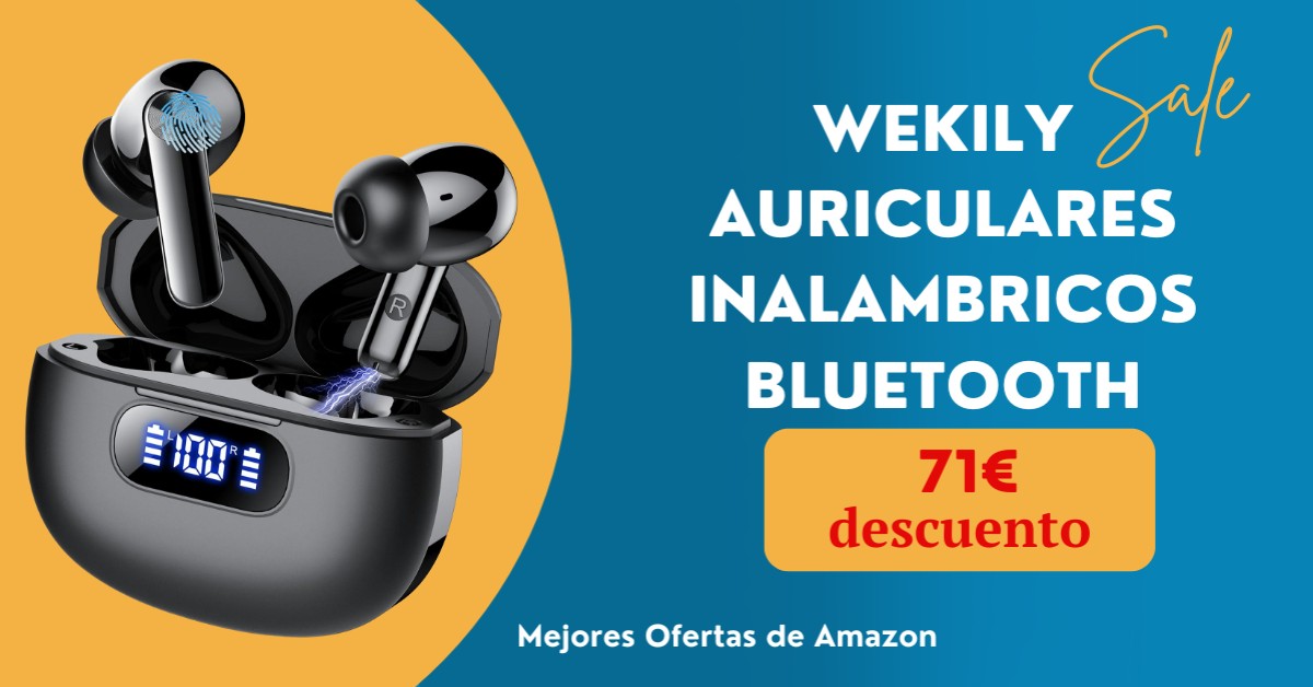 Auriculares inalámbricos Bluetooth Wekily ahora con 71 € de descuento.