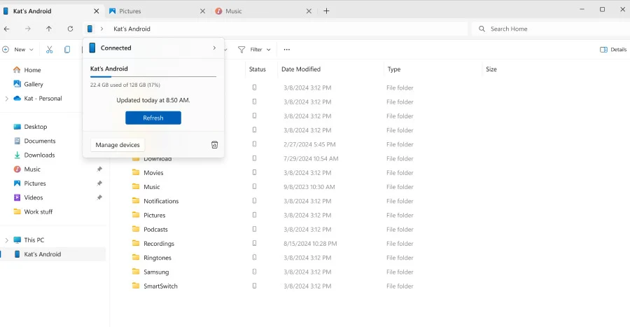 New feature in Windows 11 allows you to manage Android files via explorer