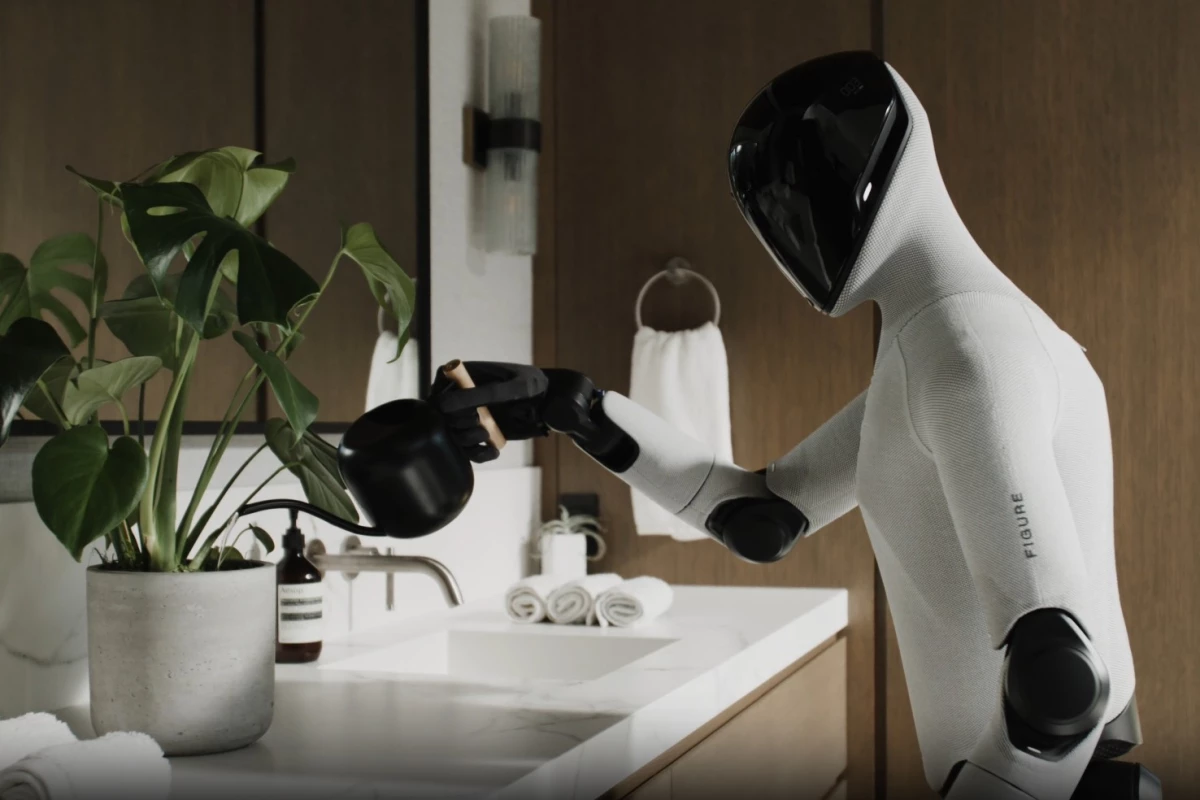 The company Figure has released a robot with sensitive hands equipped with cameras, allowing it to perform delicate tasks, even washing dishes